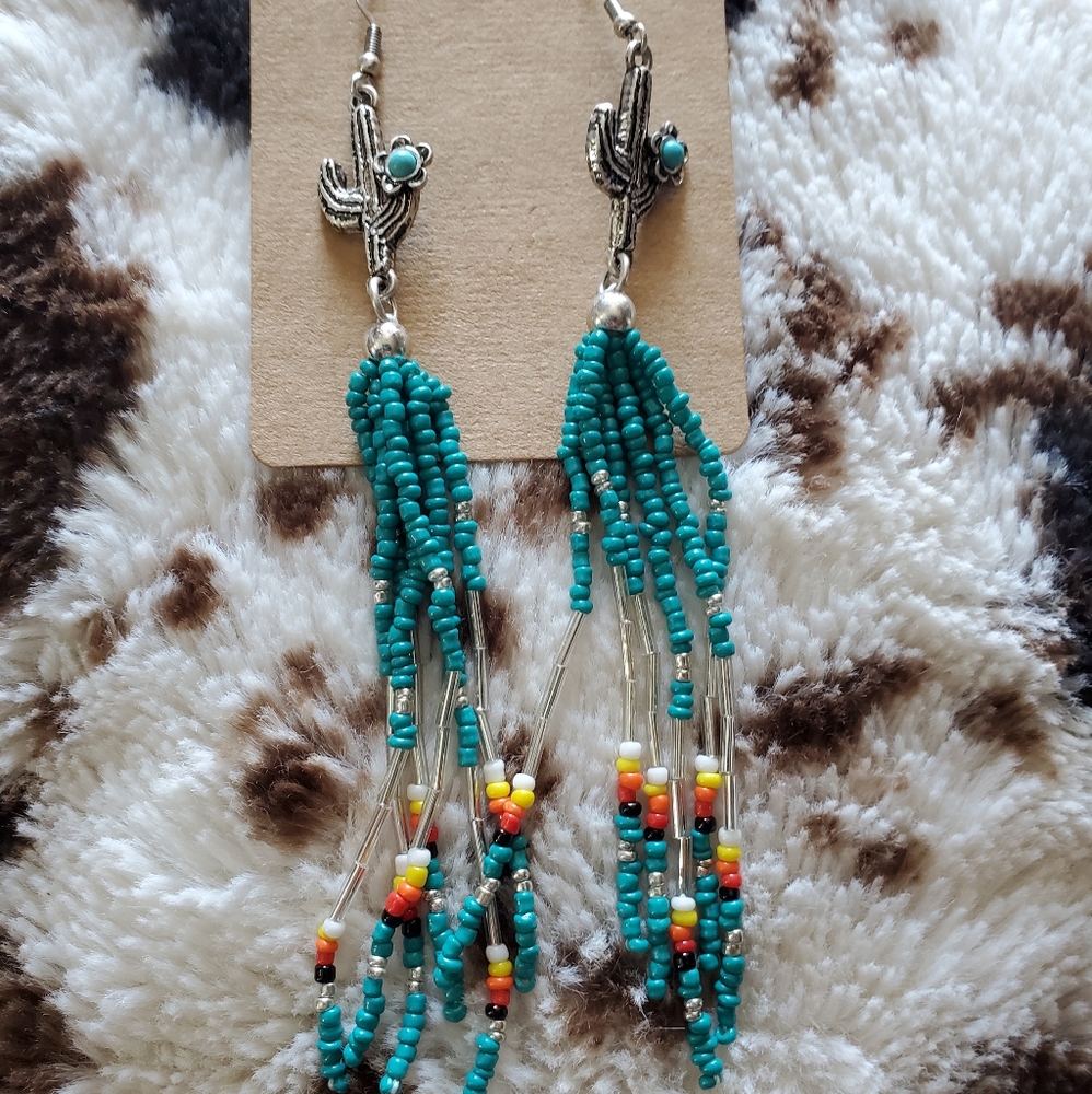 Cactus bead earrings
